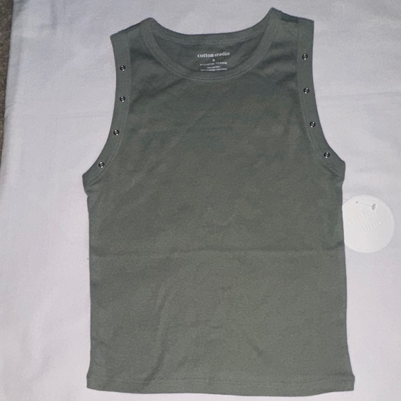 Cotton Studio Olive Green Tank Top (S) - Picture 1 of 5